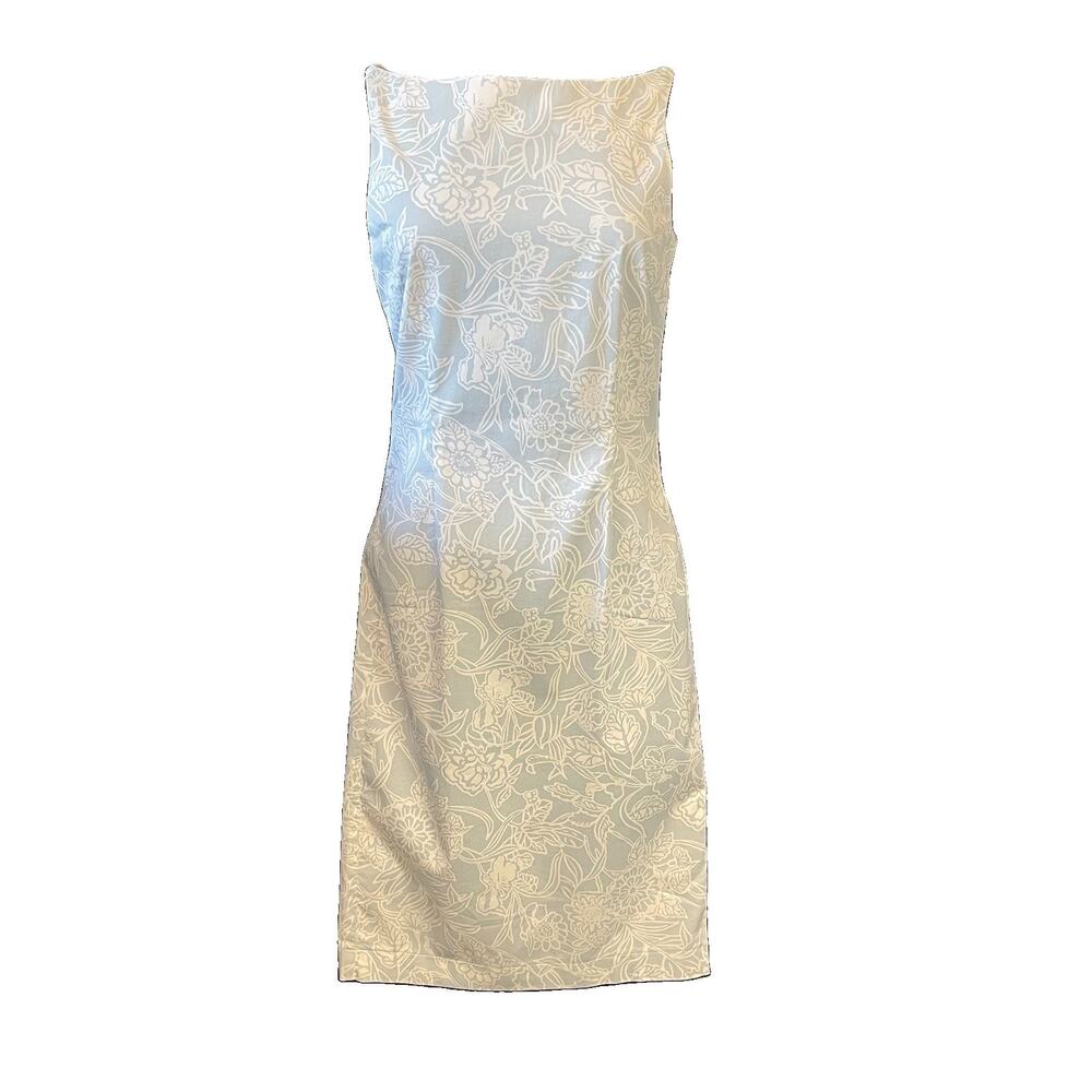 ZARA BASIC Women’s Sleeveless Floral Sheath Midi Dress Gray/White US 5